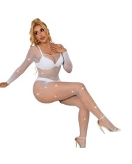 SUBBLIME - 952396 BODYSTOCKING RESILLE AVEC LOSANGES MANCHES LONGUES BLANC TAILLE UNIQUE