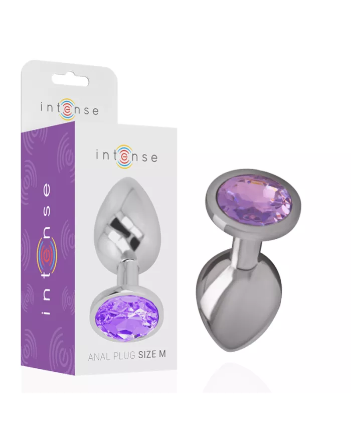 INTENSE - PLUG ANAL EN MÉTAL ALUMINIUM AVEC CRISTAL VIOLET TAILLE M