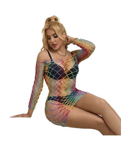 SUBBLIME - 952426 ROBE RÉSILLE MANCHES LONGUES ARC-EN-CIEL TAILLE UNIQUE