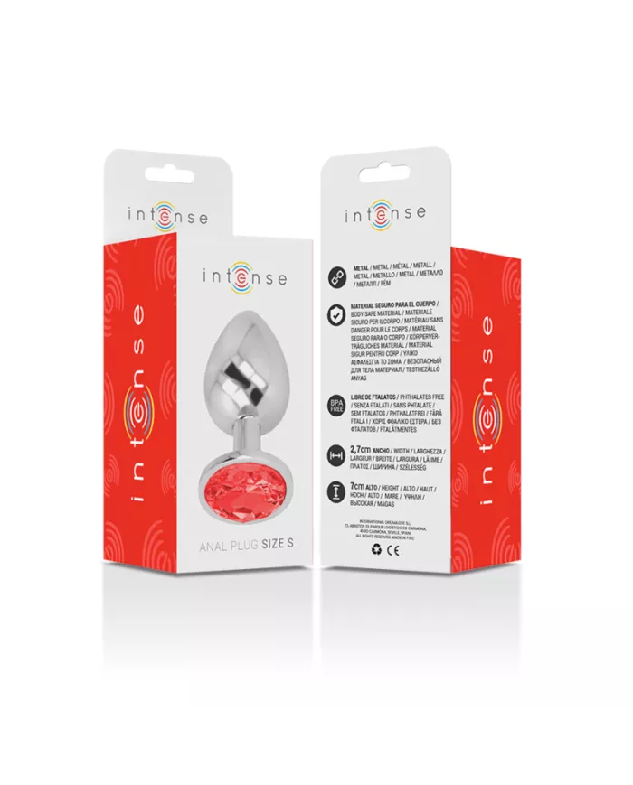 INTENSE - PLUG ANAL EN MÉTAL ALUMINIUM AVEC CRISTAL ROUGE TAILLE S