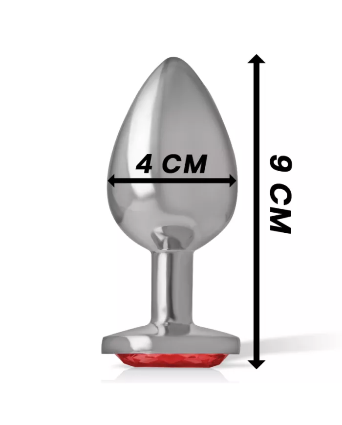 INTENSE - PLUG ANAL EN MÉTAL ALUMINIUM AVEC CRISTAL ROUGE TAILLE L
