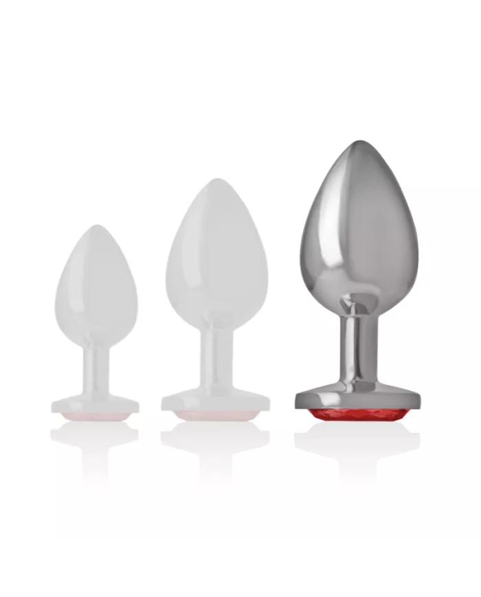 INTENSE - PLUG ANAL EN MÉTAL ALUMINIUM AVEC CRISTAL ROUGE TAILLE L