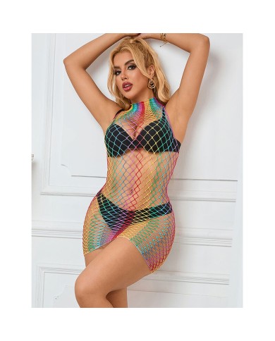 SUBBLIME - 952433 ROBE RÉSILLE SANS MANCHES COL MONTANT ARC-EN-CIEL TAILLE UNIQUE