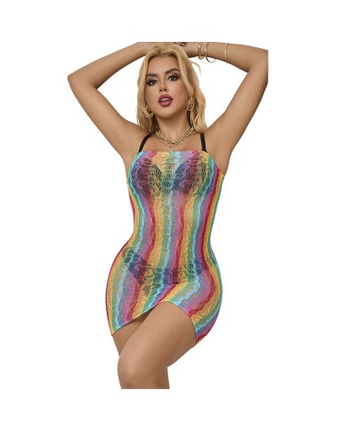 SUBBLIME - 952457 ROBE RÉSEILLE SANS MANCHES ÉPAULES DÉNUDÉES ARC-EN-CIEL TAILLE UNIQUE