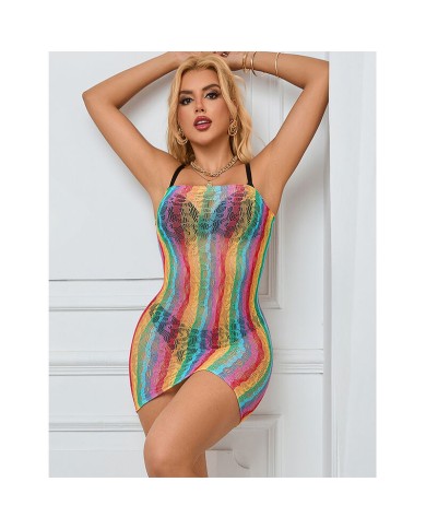 SUBBLIME - 952457 ROBE RÉSEILLE SANS MANCHES ÉPAULES DÉNUDÉES ARC-EN-CIEL TAILLE UNIQUE