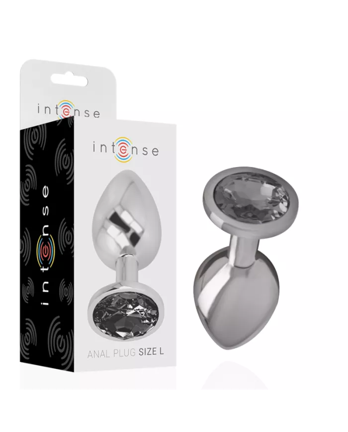 INTENSE - PLUG ANAL EN MÉTAL ALUMINIUM AVEC VERRE NOIR TAILLE L