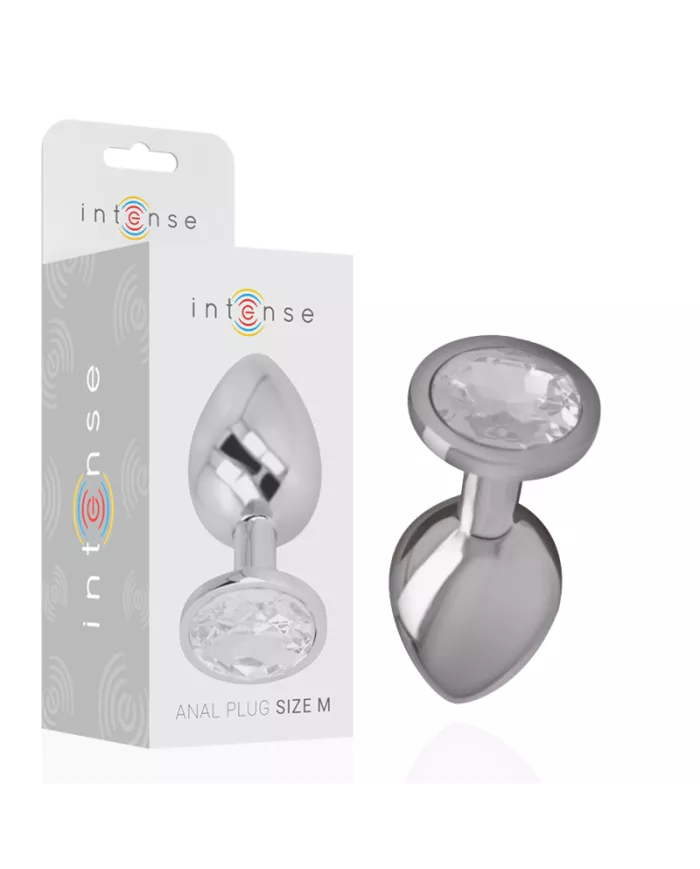 INTENSE - PLUG ANAL EN MÉTAL ALUMINIUM AVEC CRISTAL DARGENT TAILLE M