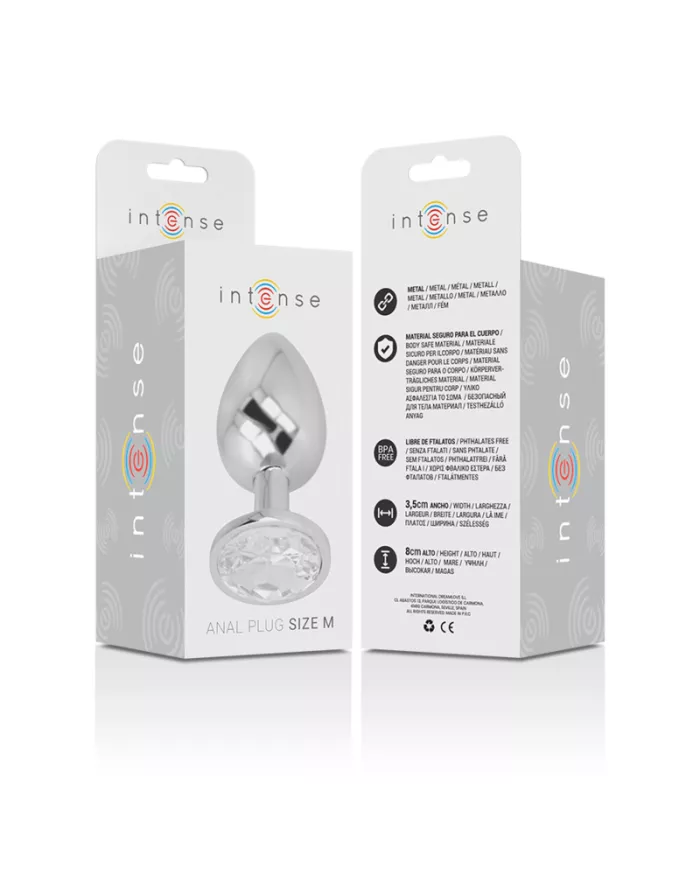 INTENSE - PLUG ANAL EN MÉTAL ALUMINIUM AVEC CRISTAL DARGENT TAILLE M