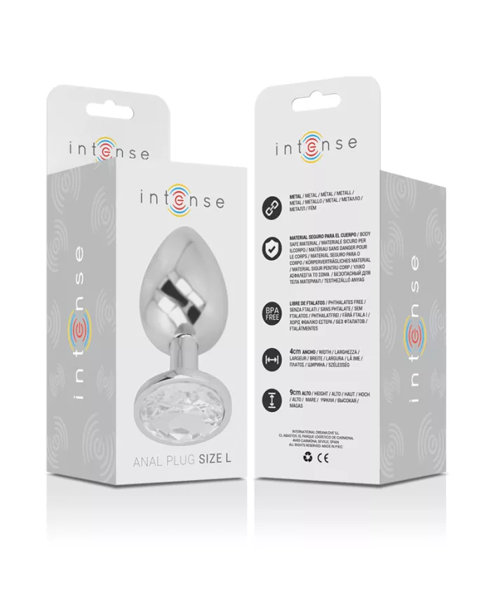 INTENSE - PLUG ANAL EN MÉTAL ALUMINIUM AVEC CRISTAL DARGENT TAILLE L