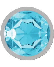 INTENSE - PLUG ANAL EN MÉTAL ALUMINIUM AVEC CRISTAL BLEU TAILLE S