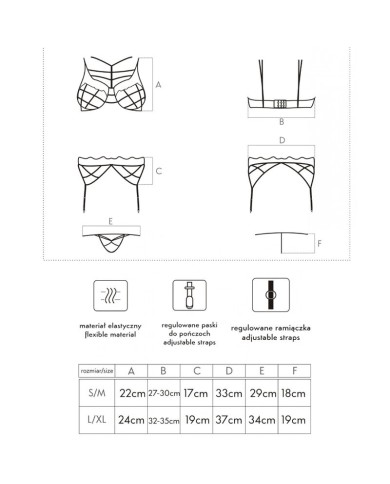 LIVCO CORSETTI FASHION - SOLEDAD LC 20217 SOUTIEN-GORGE + CULOTTE + JARRETIÈRE L/XL
