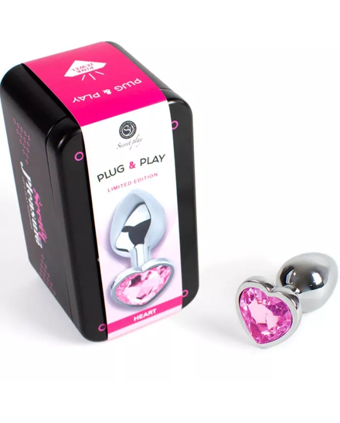 SECRETPLAY - PLUG ANAL EN MÉTAL COEUR FUCHSIA PETITE TAILLE 7 CM