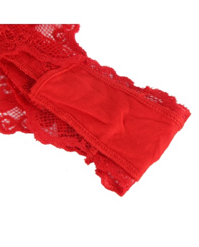 SUBBLIME - 953973 BODY SEXY A VOLANTS + CEINTURE ROUGE S/M