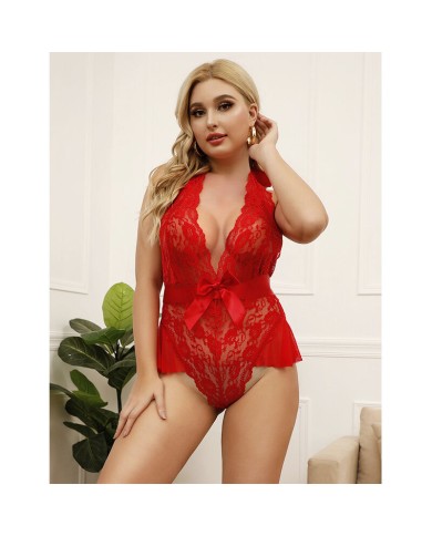 SUBBLIME - 953973 BODY SEXY A VOLANTS + CEINTURE ROUGE S/M