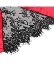 SUBBLIME - 954024 CARACO DOS TRANSPARENT EN DENTELLE + STRING ROUGE/NOIR L/XL