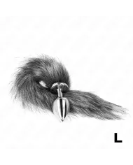 KINK - PLUG ANAL TAILLE L 10 X 4 CM AVEC QUEUE SYNTHÉTIQUE 40 CM GRIS