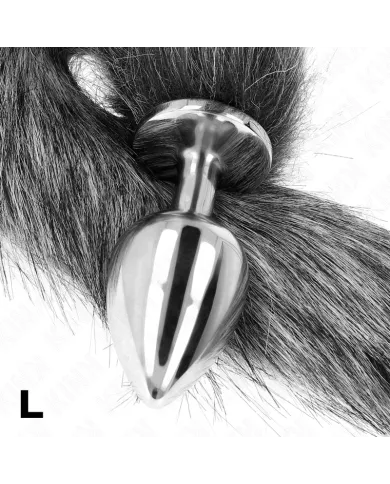 KINK - PLUG ANAL TAILLE L 10 X 4 CM AVEC QUEUE SYNTHÉTIQUE 40 CM GRIS KINK - PLUG ANAL TAILLE L 10 X 4 CM AVEC QUEUE SYNTHÉTIQUE 40 CM GRIS