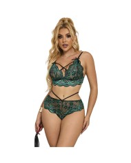 SUBBLIME - 954086 SOUTIEN-GORGE + CULOTTE DENTELLE VERT S/M