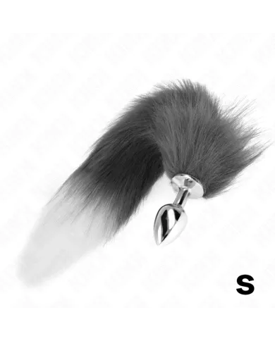 KINK - PLUG ANAL TAILLE S 7 X 3 CM AVEC QUEUE SYNTHÉTIQUE 40 CM GRIS ET BLANC KINK - PLUG ANAL TAILLE S 7 X 3 CM AVEC QUEUE SYNTHÉTIQUE 40 CM GRIS ET BLANC