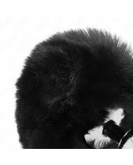 KINK - BOUCHON EN ACIER INOXYDABLE 7 x 3 CM AVEC QUEUE DE LAPIN EN FAUSSE FOURRURE NOIRE 8 CM