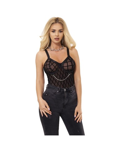 SUBBLIME - 954260 BODY AVEC CHAÎNES + PORTE-JARRETELLES NOIR S/M