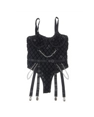 SUBBLIME - 954260 BODY AVEC CHAÎNES + PORTE-JARRETELLES NOIR S/M