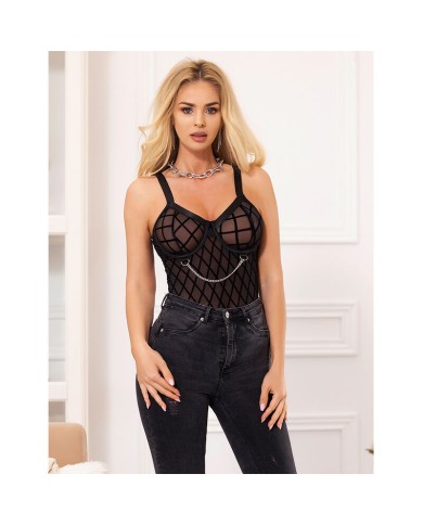 SUBBLIME - 954260 BODY AVEC CHAÎNES + PORTE-JARRETELLES NOIR S/M