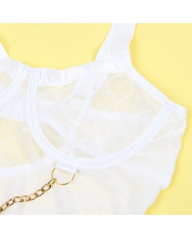 SUBBLIME - 954284 BODY AVEC CHAÎNES + PORTE-JARRETELLES BLANC S/M