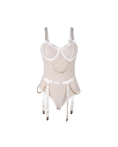 SUBBLIME - 954291 BODY AVEC CHAÎNES + PORTE-JARRETELLES BLANC L/XL