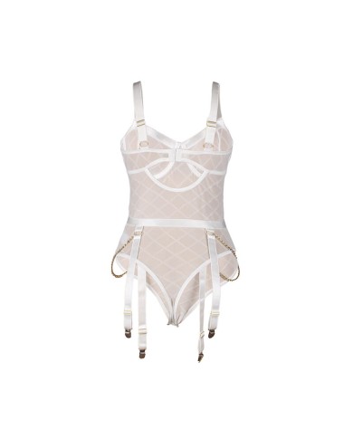 SUBBLIME - 954291 BODY AVEC CHAÎNES + PORTE-JARRETELLES BLANC L/XL