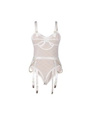 SUBBLIME - 954291 BODY AVEC CHAÎNES + PORTE-JARRETELLES BLANC L/XL