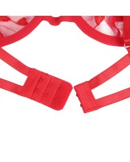 SUBBLIME - 954321 SOUTIEN-GORGE + STRING + PORTE-JARRETELLES IMPRIMÉ COEUR ROUGE S/M