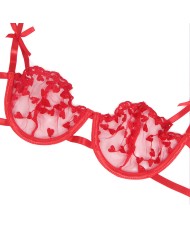 SUBBLIME - 954321 SOUTIEN-GORGE + STRING + PORTE-JARRETELLES IMPRIMÉ COEUR ROUGE S/M
