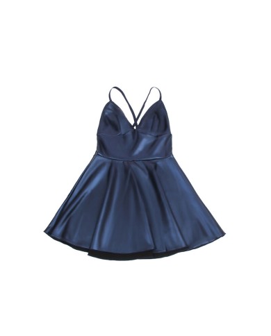 SUBBLIME - 955410 ROBE À BRETELLES EN CUIR BLEU S/M
