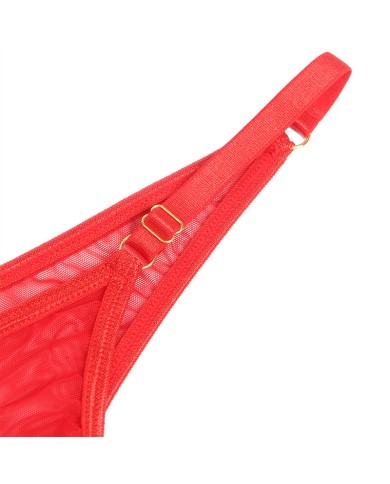 SUBBLIME - 955519 ENSEMBLE SOUTIEN-GORGE AVEC CHAÎNES ET COEUR EN MAILLE ROUGE S/M