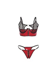 SUBBLIME - 955533 ENSEMBLE SOUTIEN-GORGE À FERMETURE ÉCLAIR EN CUIR VERNI ROUGE S/M
