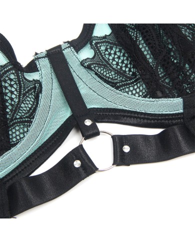 SUBBLIME - 955557 ENSEMBLE SOUTIEN-GORGE EN CUIR VERNI VERT AVEC FERMETURE ÉCLAIR S/M