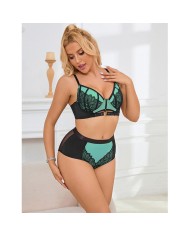 SUBBLIME - 955557 ENSEMBLE SOUTIEN-GORGE EN CUIR VERNI VERT AVEC FERMETURE ÉCLAIR S/M