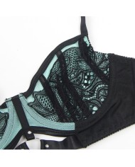 SUBBLIME - 955564 ENSEMBLE SOUTIEN-GORGE À FERMETURE ÉCLAIR EN CUIR VERNI VERT L/XL