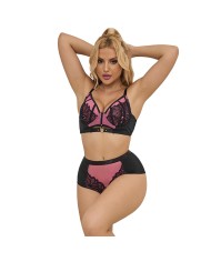 SUBBLIME - 955571 ENSEMBLE SOUTIEN-GORGE EN CUIR VERNI ROSE AVEC FERMETURE ÉCLAIR S/M