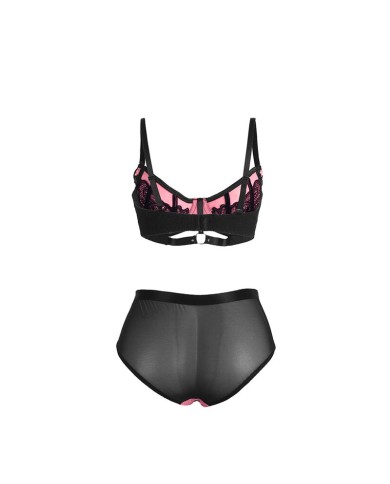 SUBBLIME - 955571 ENSEMBLE SOUTIEN-GORGE EN CUIR VERNI ROSE AVEC FERMETURE ÉCLAIR S/M
