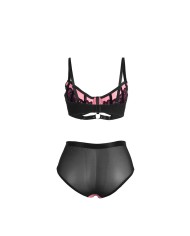 SUBBLIME - 955571 ENSEMBLE SOUTIEN-GORGE EN CUIR VERNI ROSE AVEC FERMETURE ÉCLAIR S/M