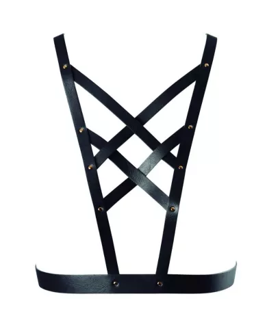 BIJOUX - INDISCRETS MAZE HARNAIS CROISÉ AVEC COLLIER NOIR