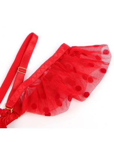 SUBBLIME - 957506 ENSEMBLE SOUTIEN-GORGE ET JARRETELLE EN DENTELLE ROUGE S/M