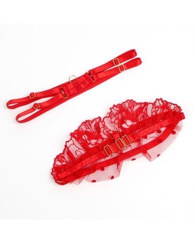 SUBBLIME - 957506 ENSEMBLE SOUTIEN-GORGE ET JARRETELLE EN DENTELLE ROUGE S/M