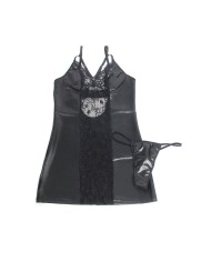 SUBBLIME - 957520 ROBE EN CUIR AVEC DENTELLE FLORALE NOIRE S/M