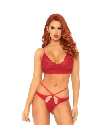 LEG AVENUE - ENSEMBLE 2 PIÈCES BRALETTE ET STRING DENTELLE M/L