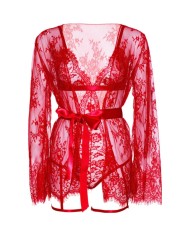 LEG AVENUE - 86123 ENSEMBLE PEIGNOIR ET PORTE-JARRETELLES ROUGE TAILLE S