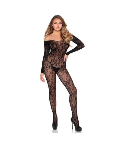 LEG AVENUE - 89366 LINGERIE EN DENTELLE BODYSTOCKING NOIR - TAILLE UNIQUE
