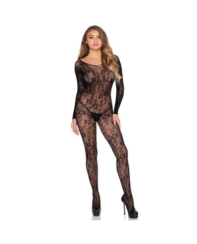 LEG AVENUE - 89366 LINGERIE EN DENTELLE BODYSTOCKING NOIR - TAILLE UNIQUE